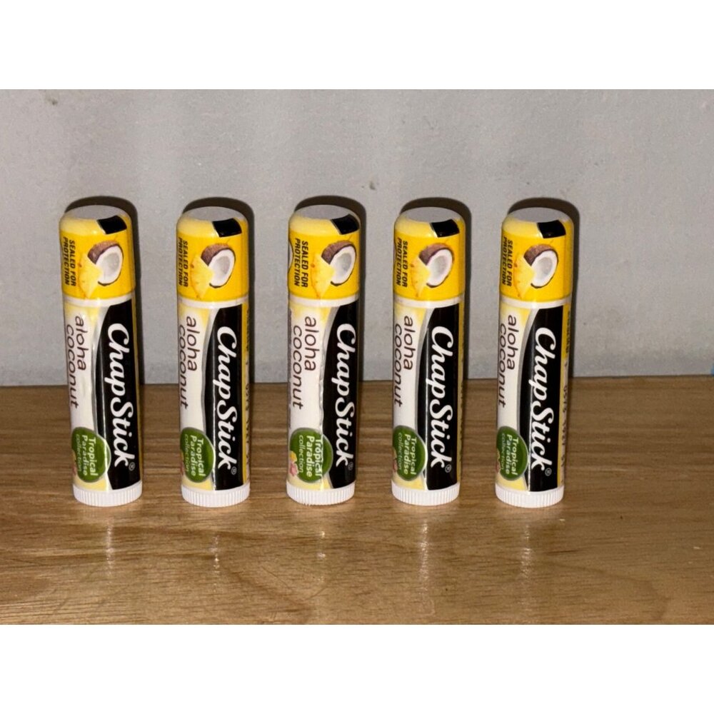 ChapStick Aloha Coconut Limited Edition Lip Balm Set Of 5 Tubes .15 oz New